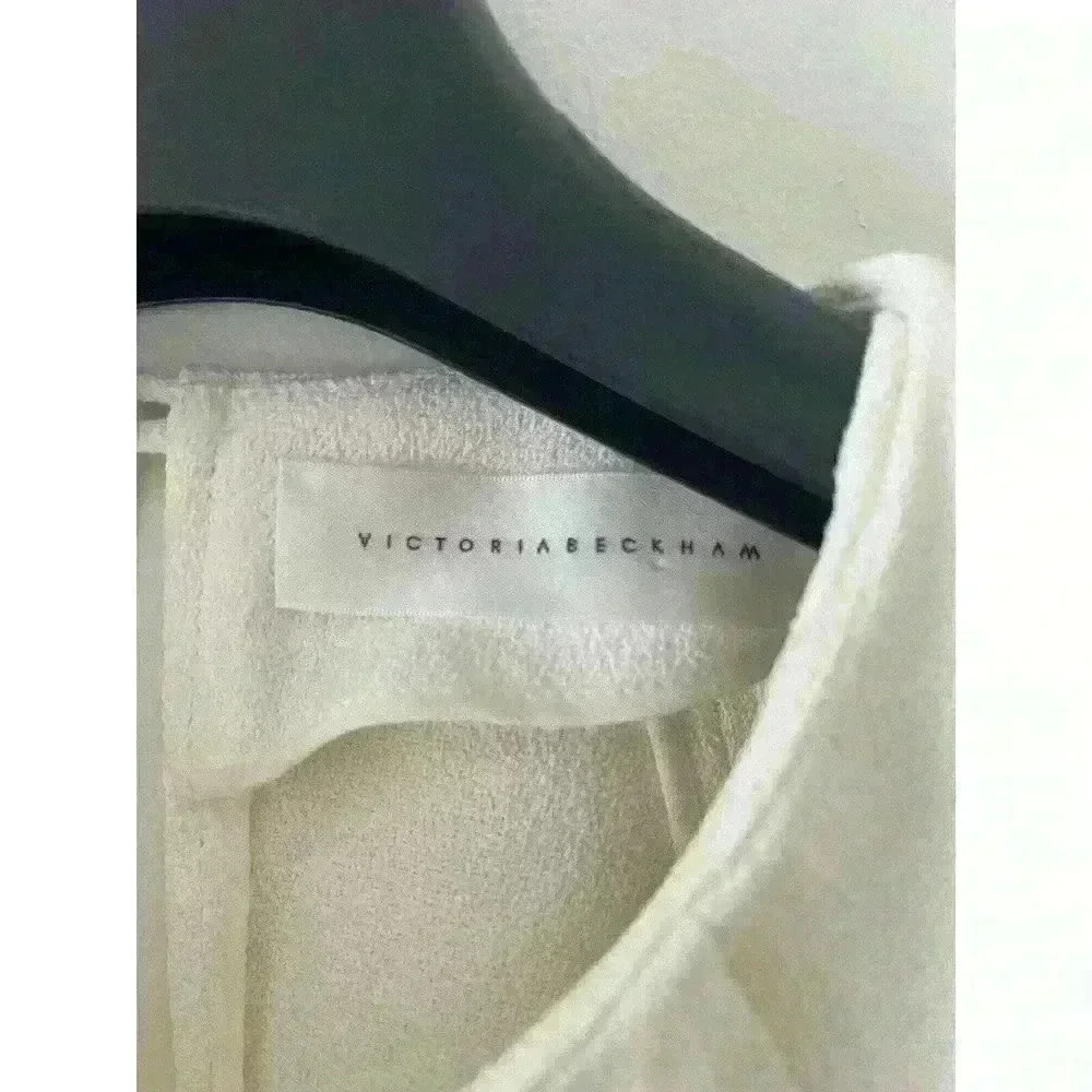 VICTORIA BECKHAM IVORY CREPE LONG VOLUMINOUS SLEEVE BLOUSE US SIZE 2 - Picture 3 of 8